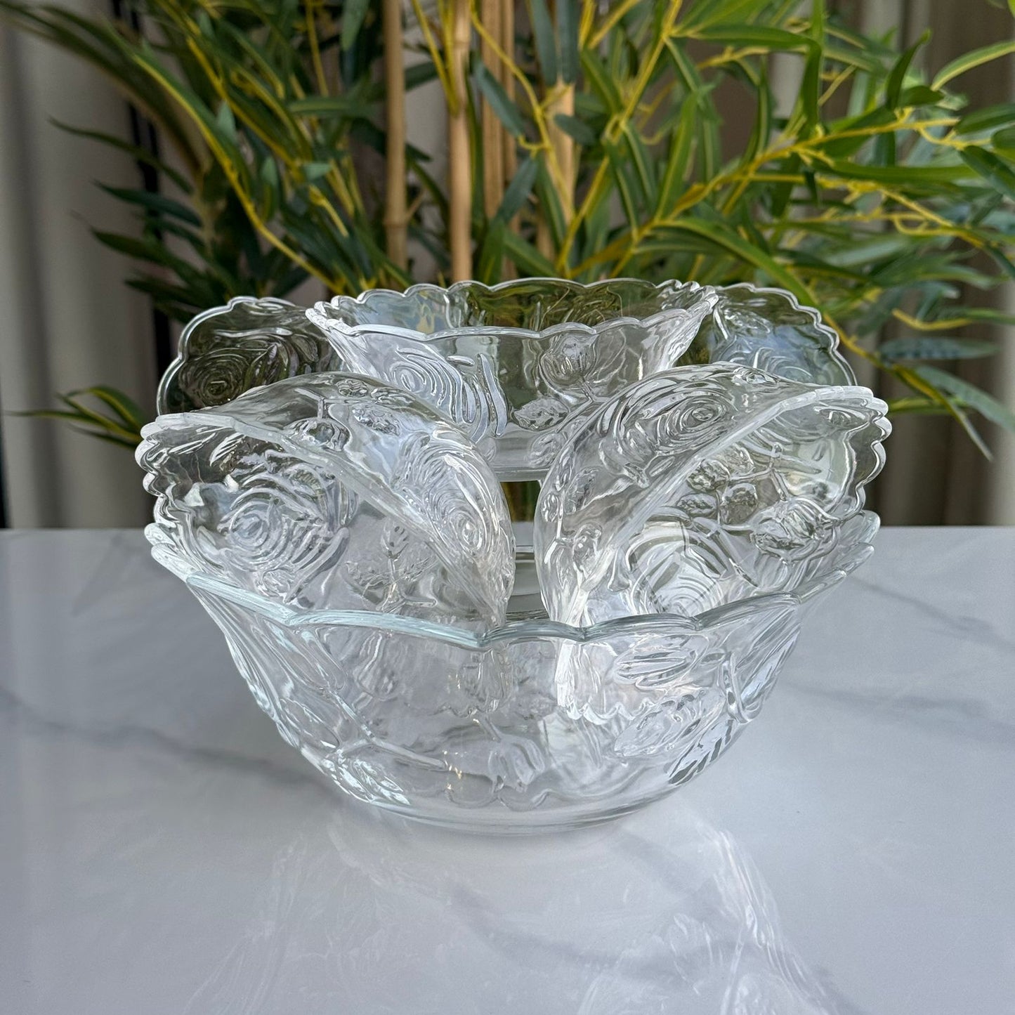 Elegant Glass Dessert & Salad Bowl Set