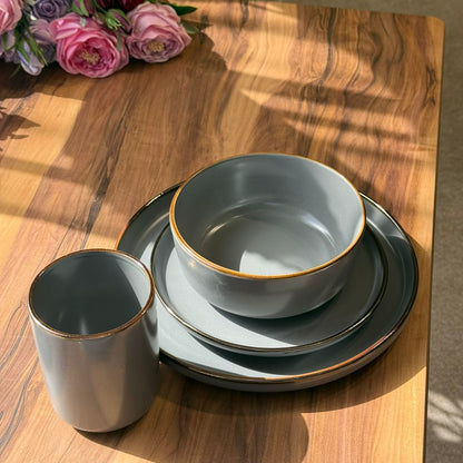 Granite Edge -16-PCS Grey Dinnerware Set