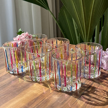 Colorful Striped Glass Tumbler Set - 6 Pieces