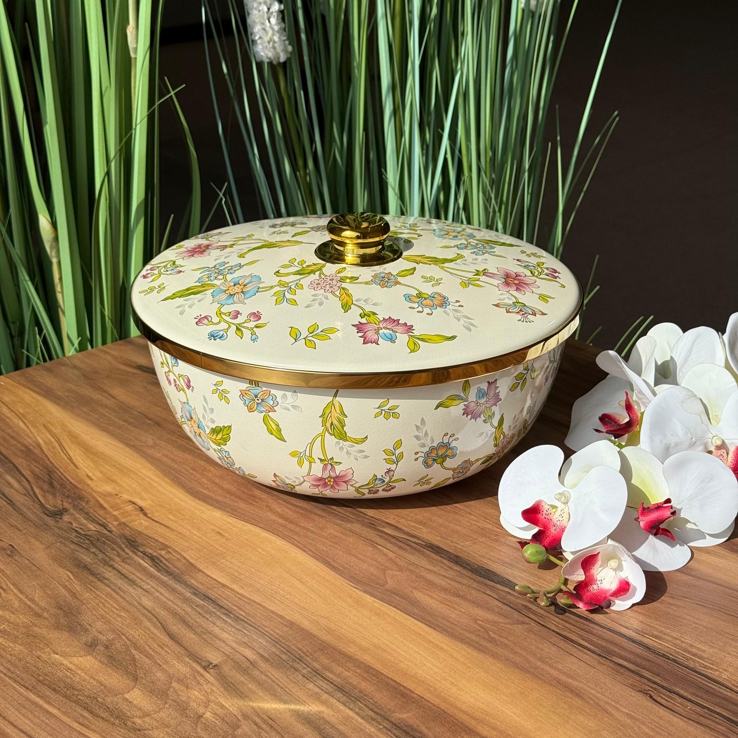 Floral Elegance Enamel Cookware