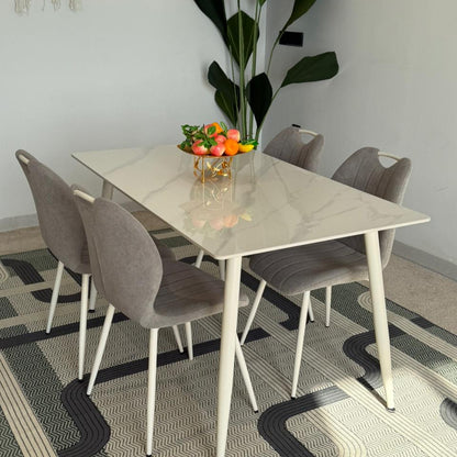 Dany Table and Roza Chairs Dining Set - White & Grey