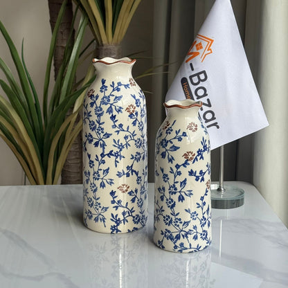 Blue & Brown Floral Ceramic Vase Collection