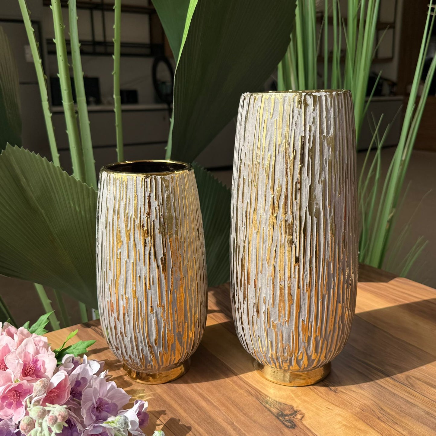 Golden Bark Ceramic Vases