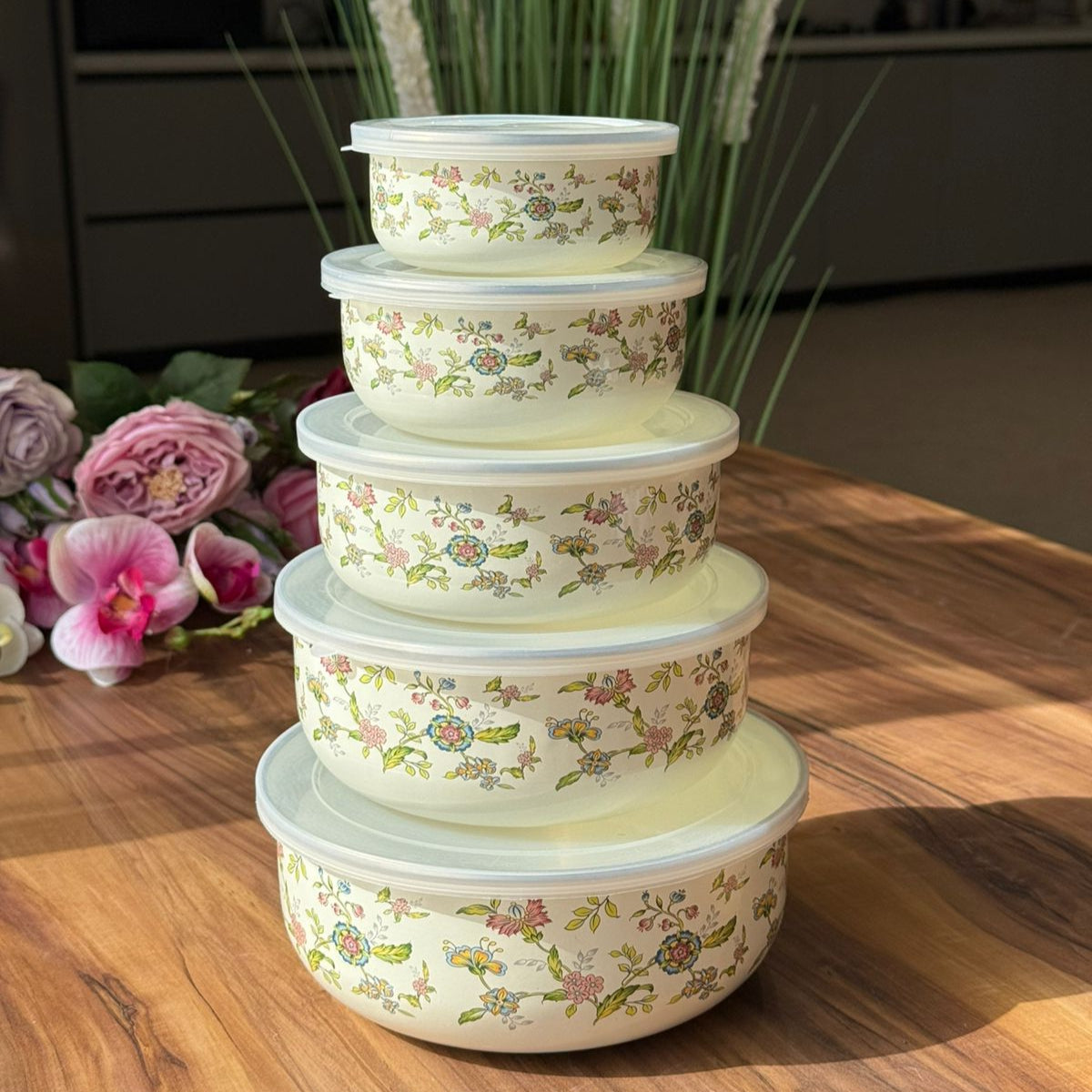 Imperial Elegance Storage Boxes With Lids - Set Of 5- PCS