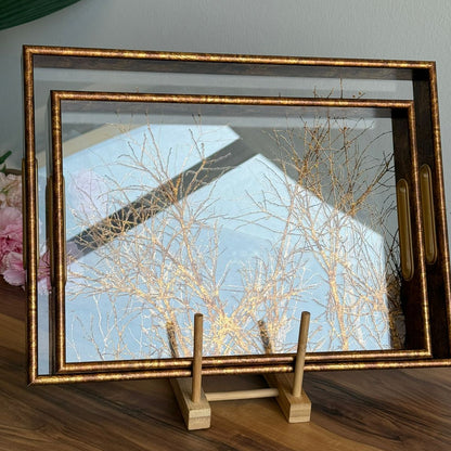 Golden Winter Tree Acrylic Serving Tray