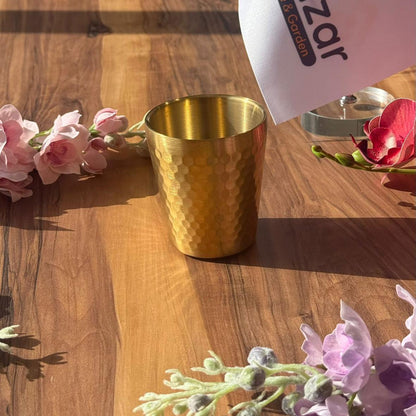 پەرداخی خواردنەوەی پۆڵا ستانلێسی زێرین 