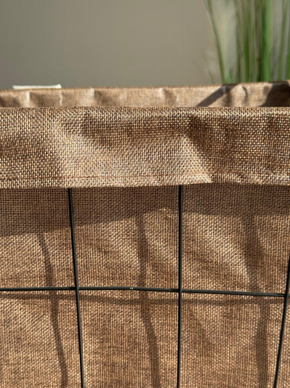 سلة تخزين معدنية متعددة الاستخدامات مع بطانة داخلية من القماش