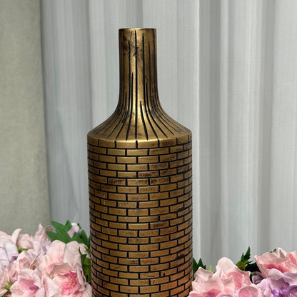Brick Pattern Bottle Vase - Gold & Black