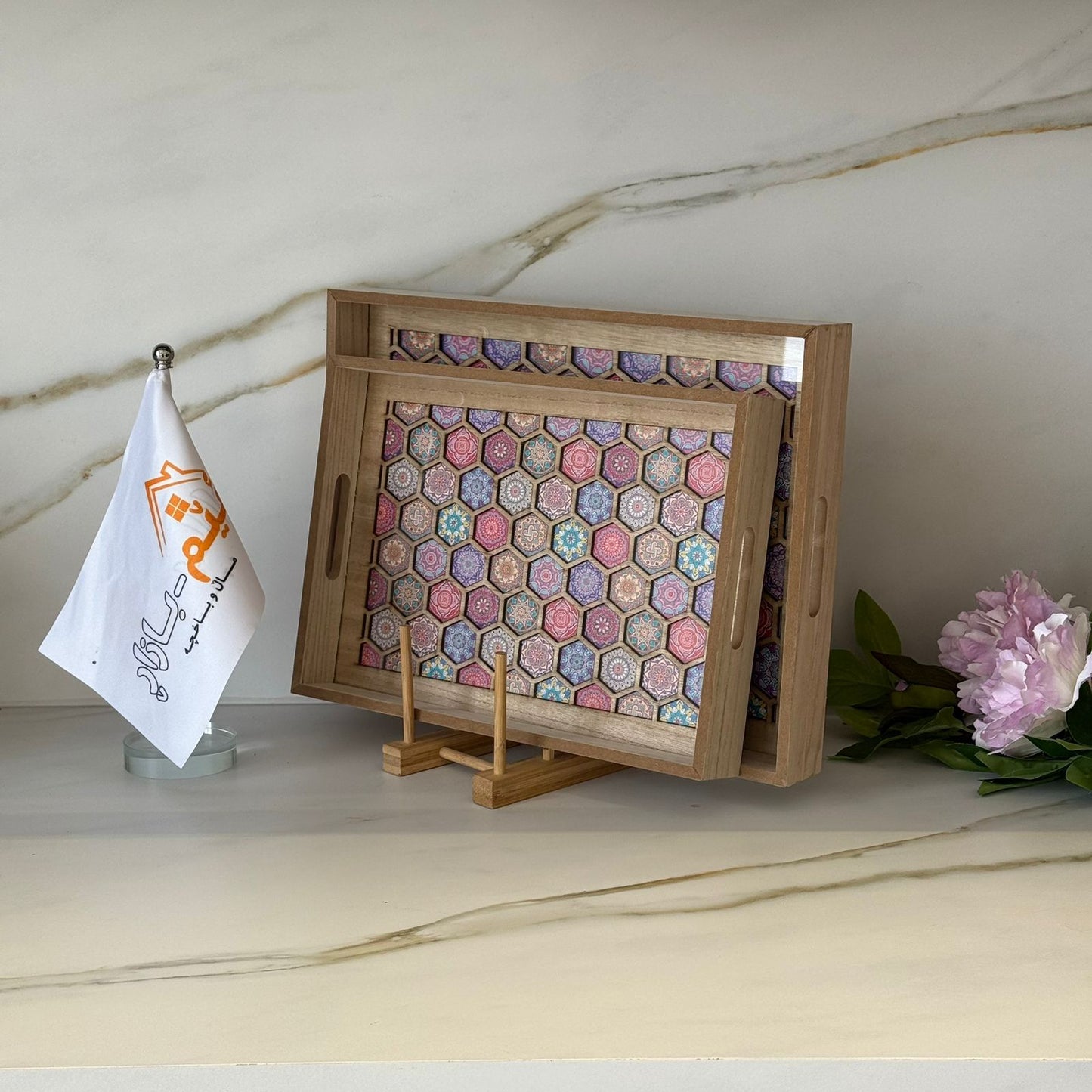 Luxury Wooden Serving Tray Set