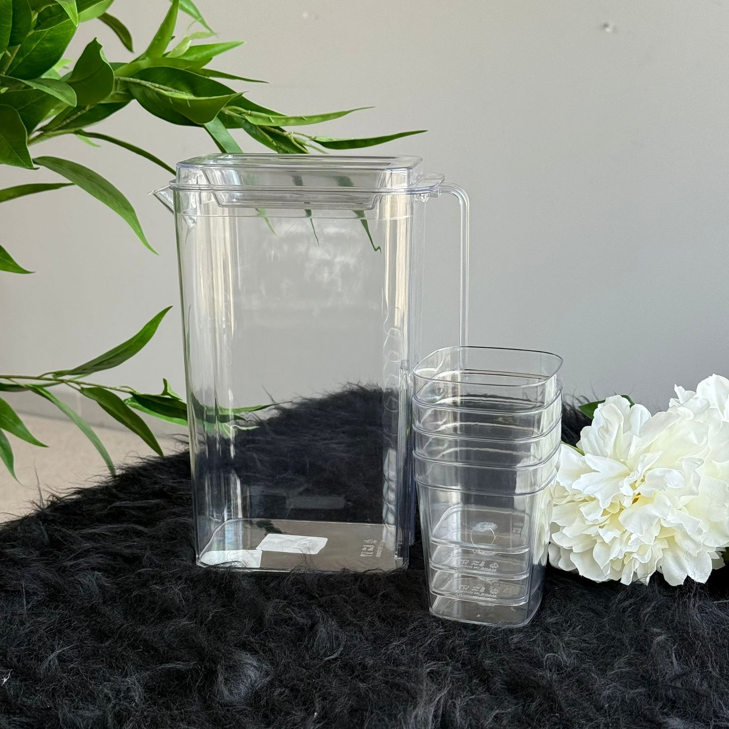 Durable Clear Water Pitcher Set With Cups