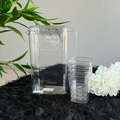 Durable Clear Water Pitcher Set With Cups