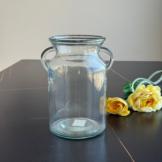 Classic Handle Clear Glass Vase