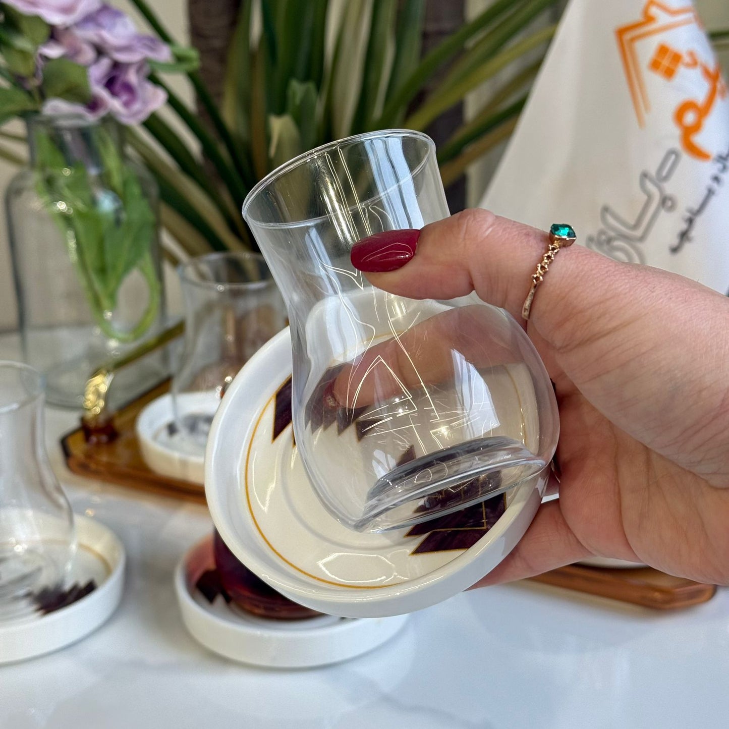 Decorative Saucers & Tea Glass Set