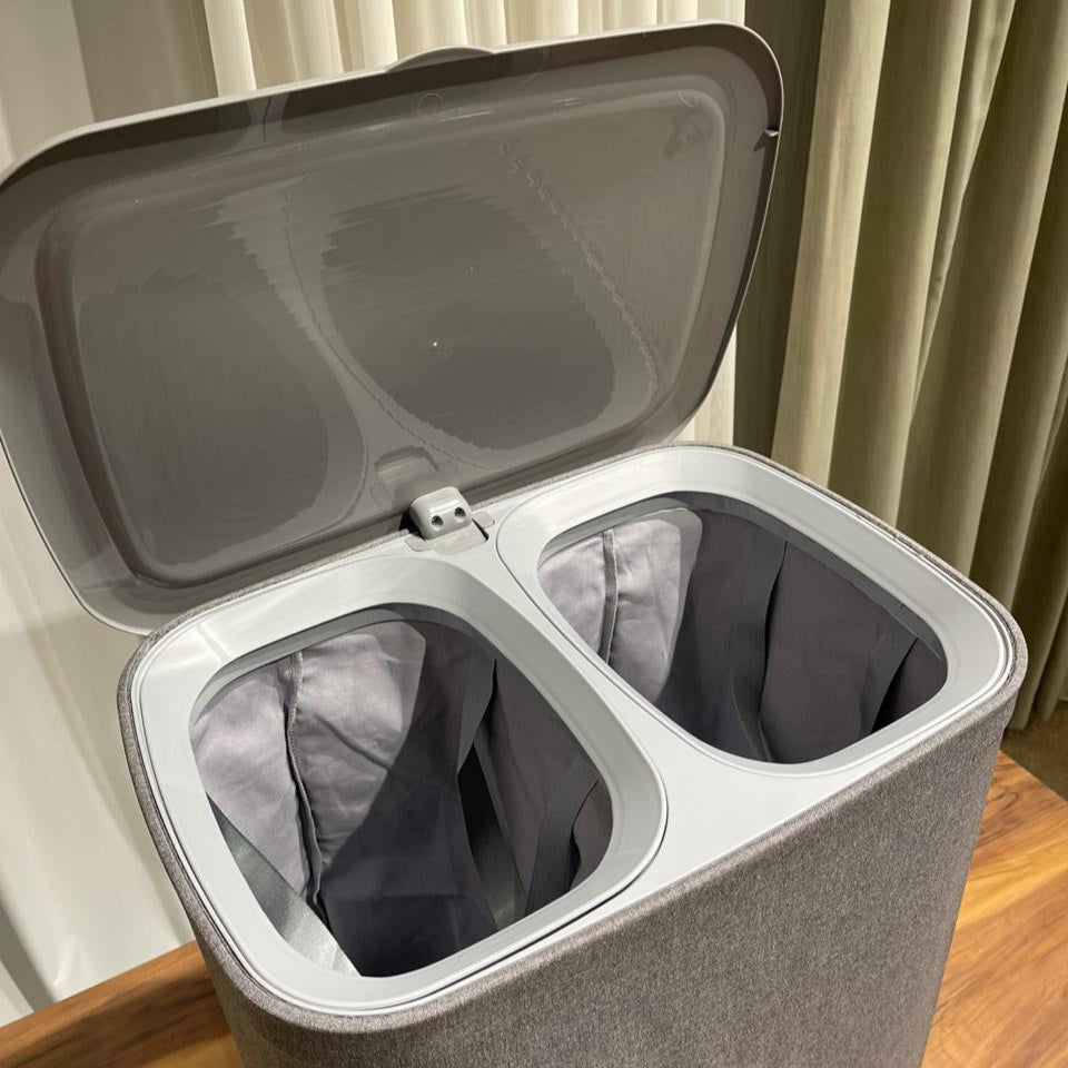 Dual-Compartment Fabric Laundry Hamper