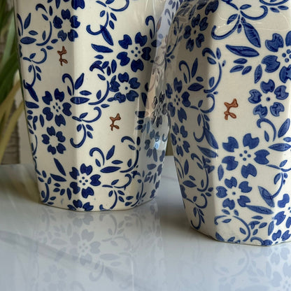 Classic Blue Floral Ceramic Vase Collection