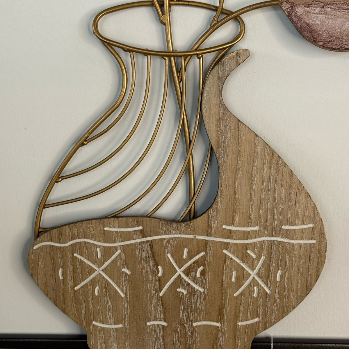 Elegant Metal Vase Of Flowers With Frame Wall Decor