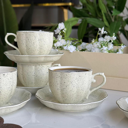Classic Stoneware Coffee Cup & Saucer Set