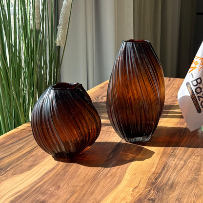 Twist Amber Glass Vase Collection
