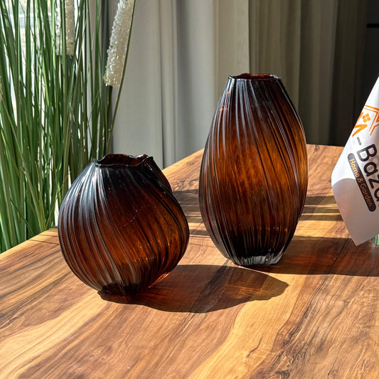 Twist Amber Glass Vase Collection