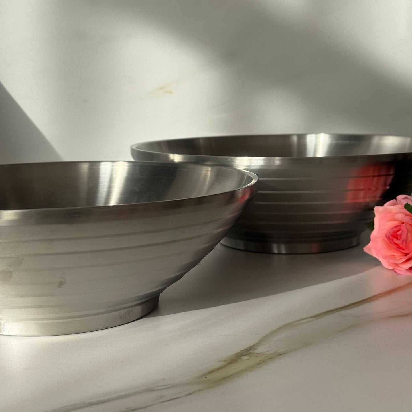 2 Sized - Elegant Stainless Steel Serving Bowl