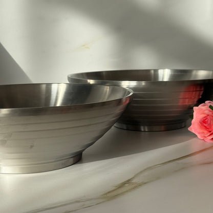 2 Sized - Elegant Stainless Steel Serving Bowl