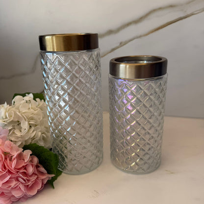 Diamond Pattern Glass Vase