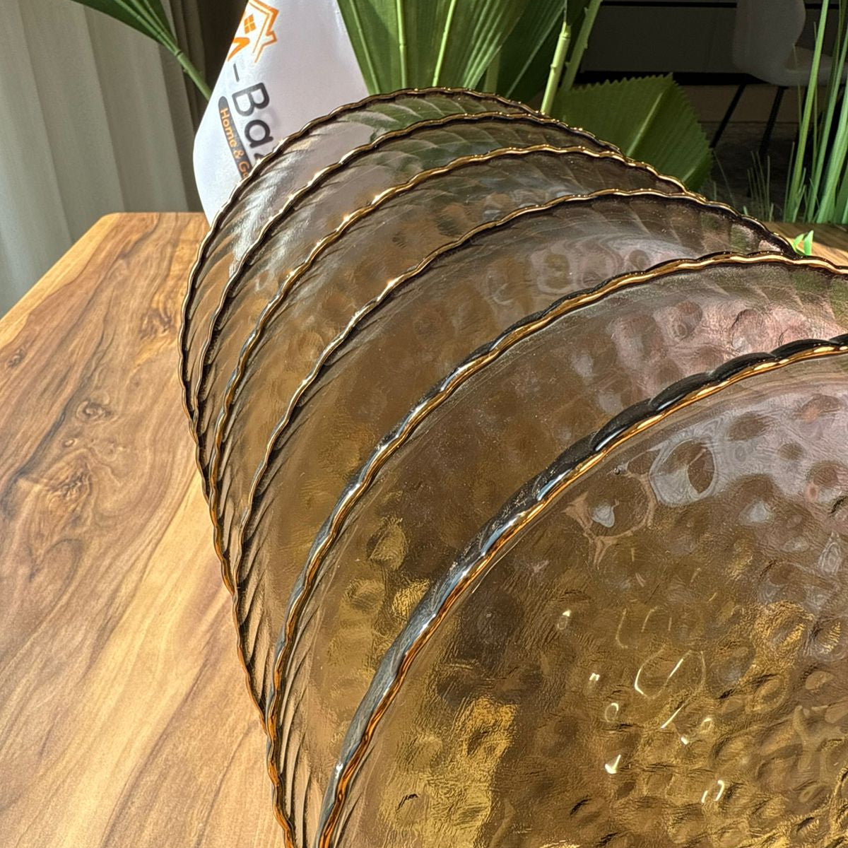 طقم أدوات مائدة زجاجي فاخر متموج - 6 قطع