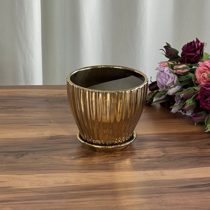 Vintage Gold Indoor/Outdoor Ceramic Planter