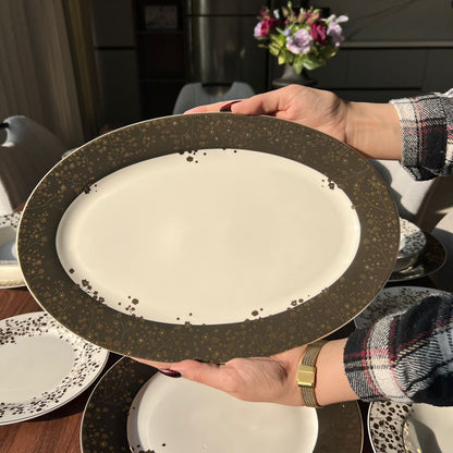 20PCS Golden Floral Dining Tableware Set