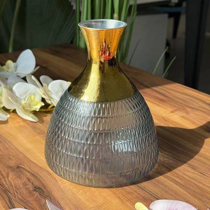 Golden Ember Textured Glass Vase