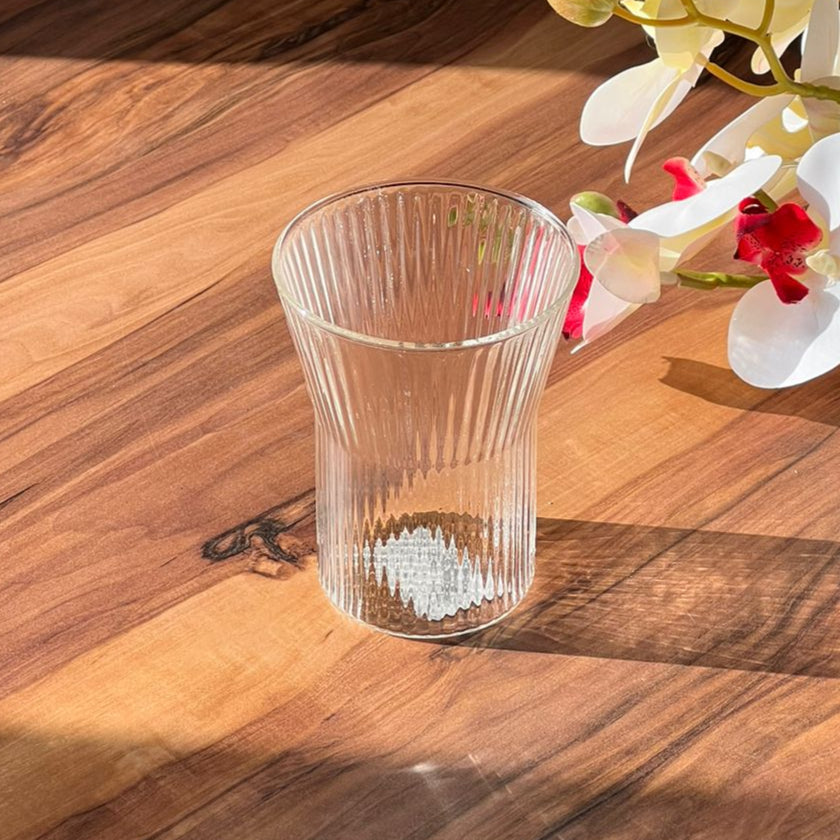 320ml Trasparent Iced Coffee Vertical Pattern Glass