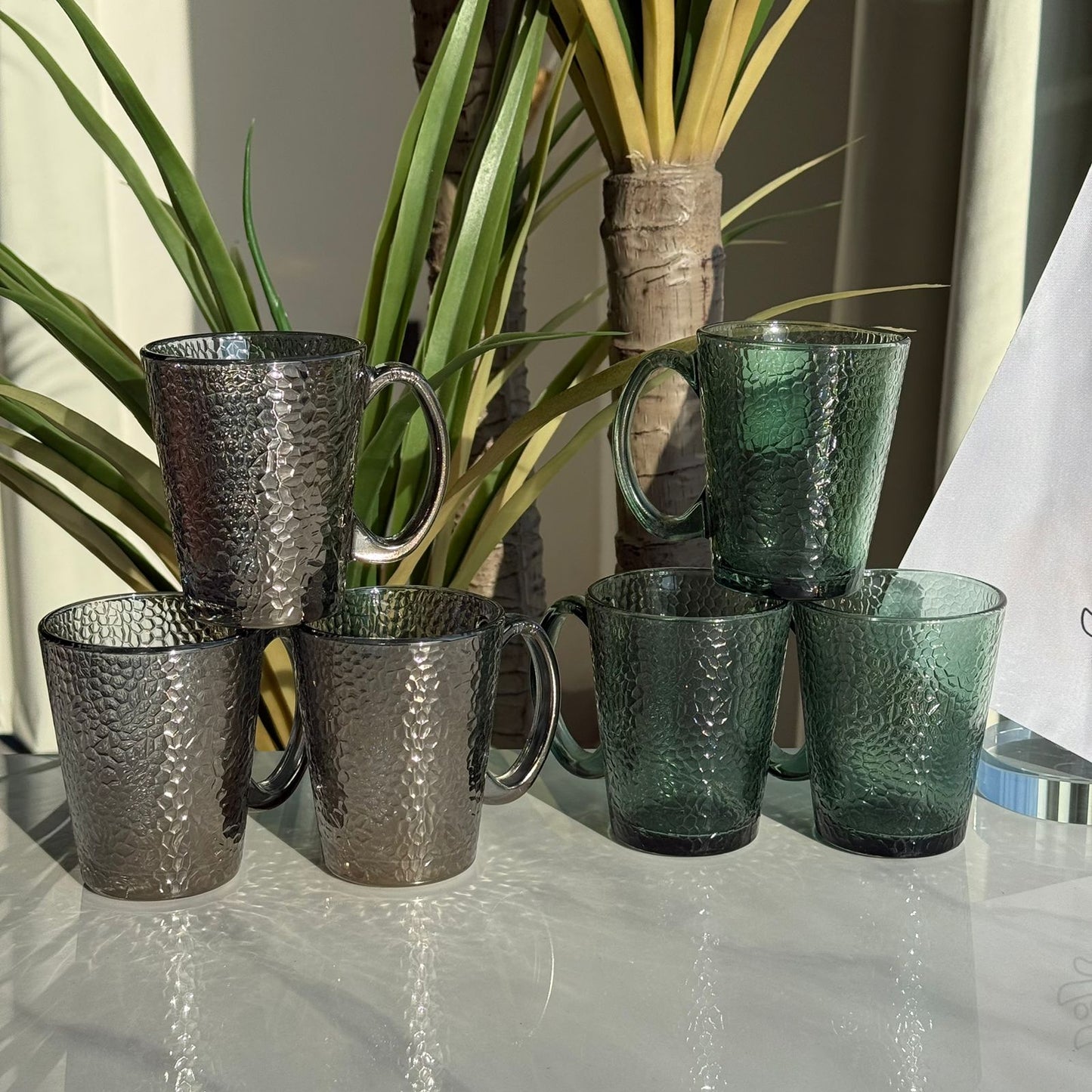 Modern Glass Tea Cups - Set Of 3