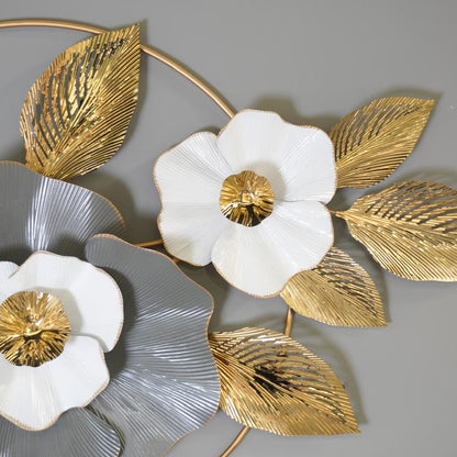 Elegant Metal Floral & Leaves Wall Decoration