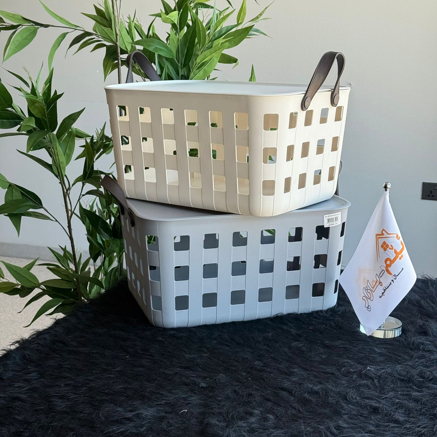 Stackable & Ventilated Design Plastic Storage Baskets With Handles