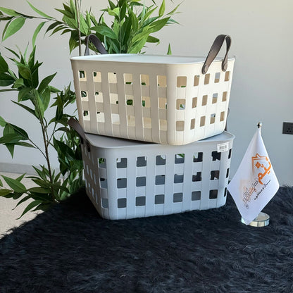 Stackable & Ventilated Design Plastic Storage Baskets With Handles