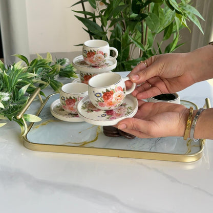 Floral Design Coffee Cup & Saucer Set
