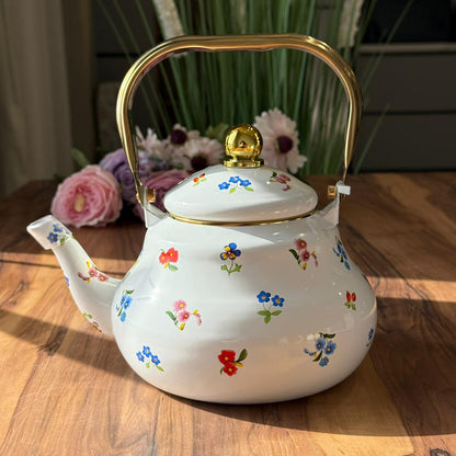 Floral Pattern Enamel Teapot