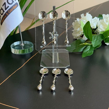 Royal Silver - Golden Vintage Pattern Spoons – Set of 6