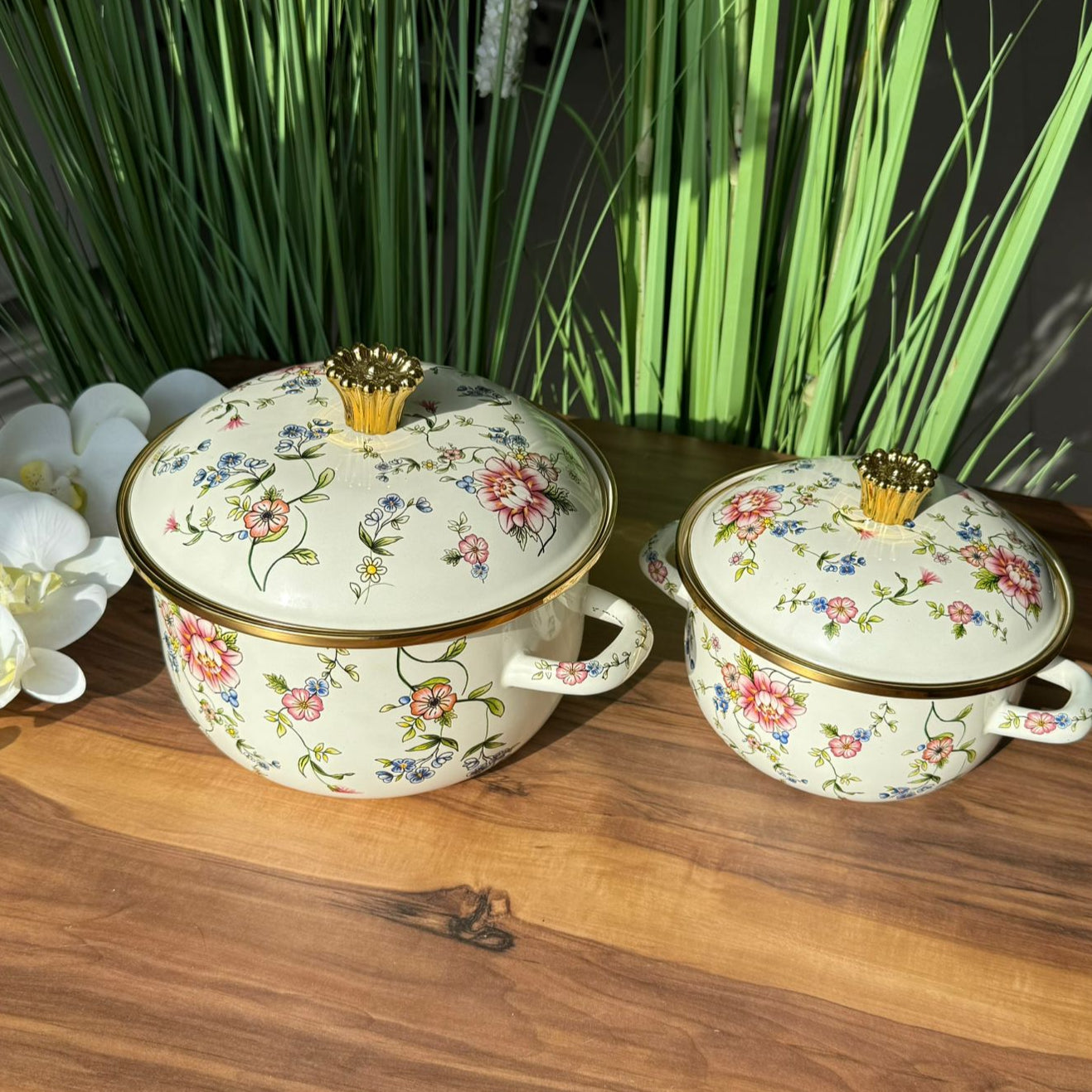 Enamel Cooking Floral Design Stockpot