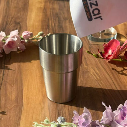 كوب شرب فضي فاخر من الفولاذ المقاوم للصدأ