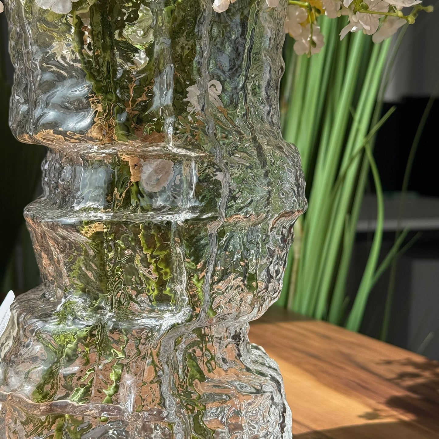 Ice Crest Textured Glass Vase
