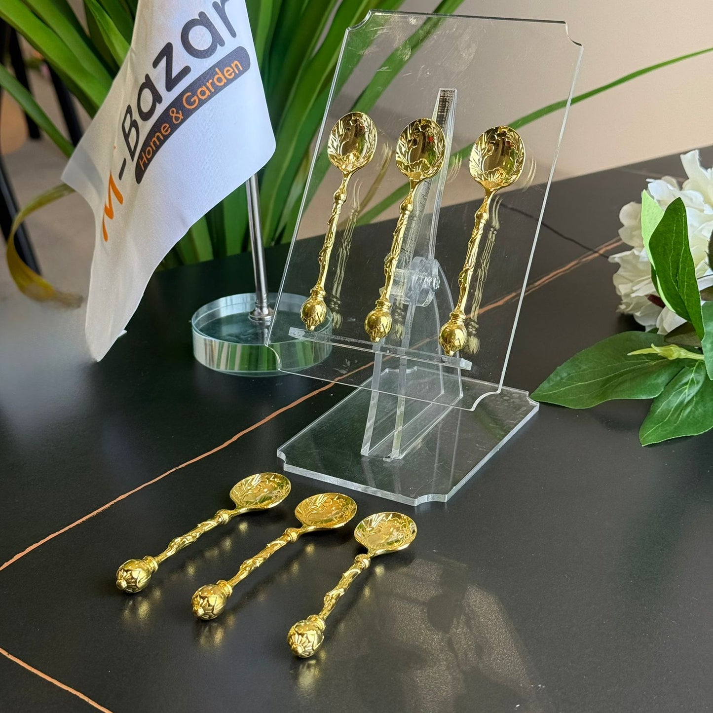 Royal Silver - Golden Vintage Pattern Spoons – Set of 6