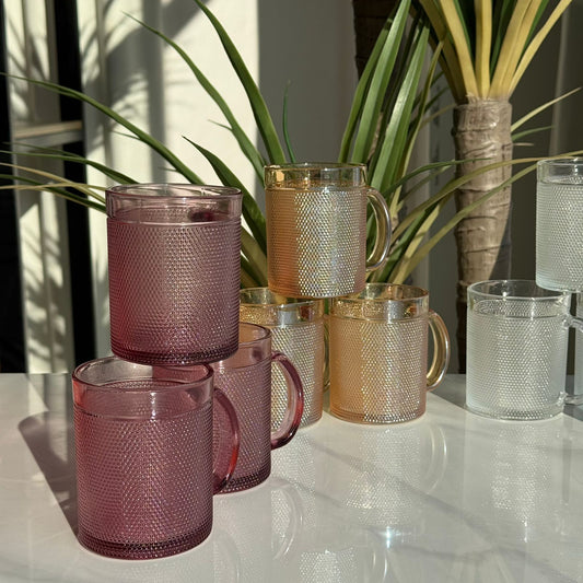 Elegant Glass Tea Cups - Set Of 3