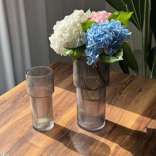 Modern Crest Smoky Grey Glass Vases