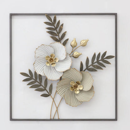 Metal Flower With Frame Wall Decor