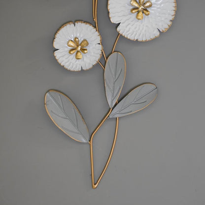 Luxury Metal White Floral Wall Decoration