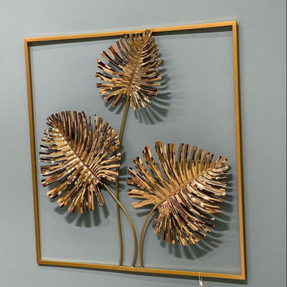 Golden Metal Leaves Wall Decoration