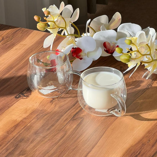 Trasparent Double wall Round Glass Mug