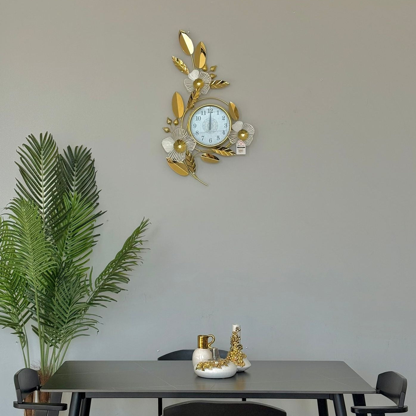 Gold Floral Wall Clock