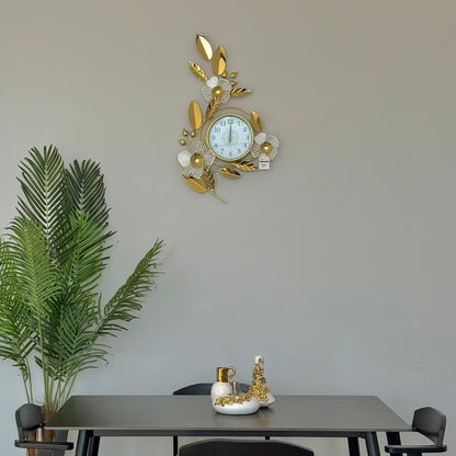 Gold Floral Wall Clock